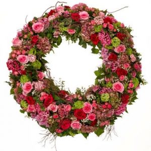Funeral pink & red wreath